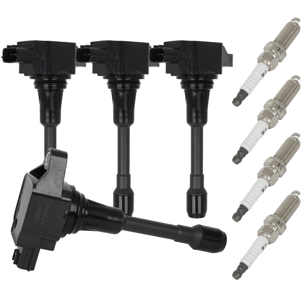 4 For 2014-2015 Nissan Versa Note 1.6L L4 Ignition Coil & Iridium Spark Plug Only for Auto