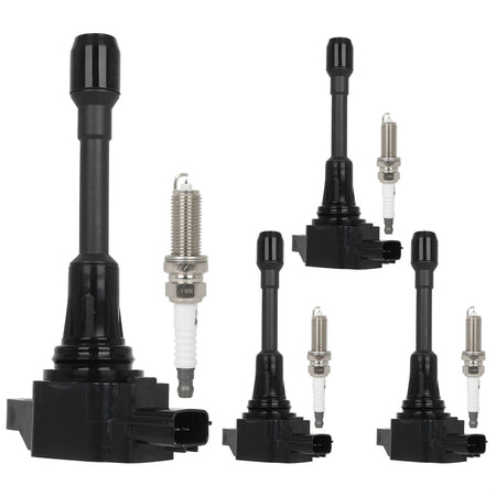 4 For 2014-2015 Nissan Versa Note 1.6L L4 Ignition Coil & Iridium Spark Plug Only for Auto