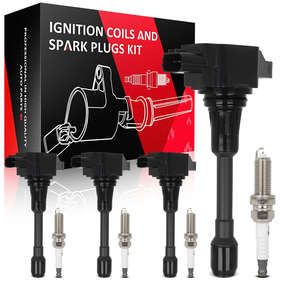 4 For 2014-2015 Nissan Versa Note 1.6L L4 Ignition Coil & Iridium Spark Plug Only for Auto
