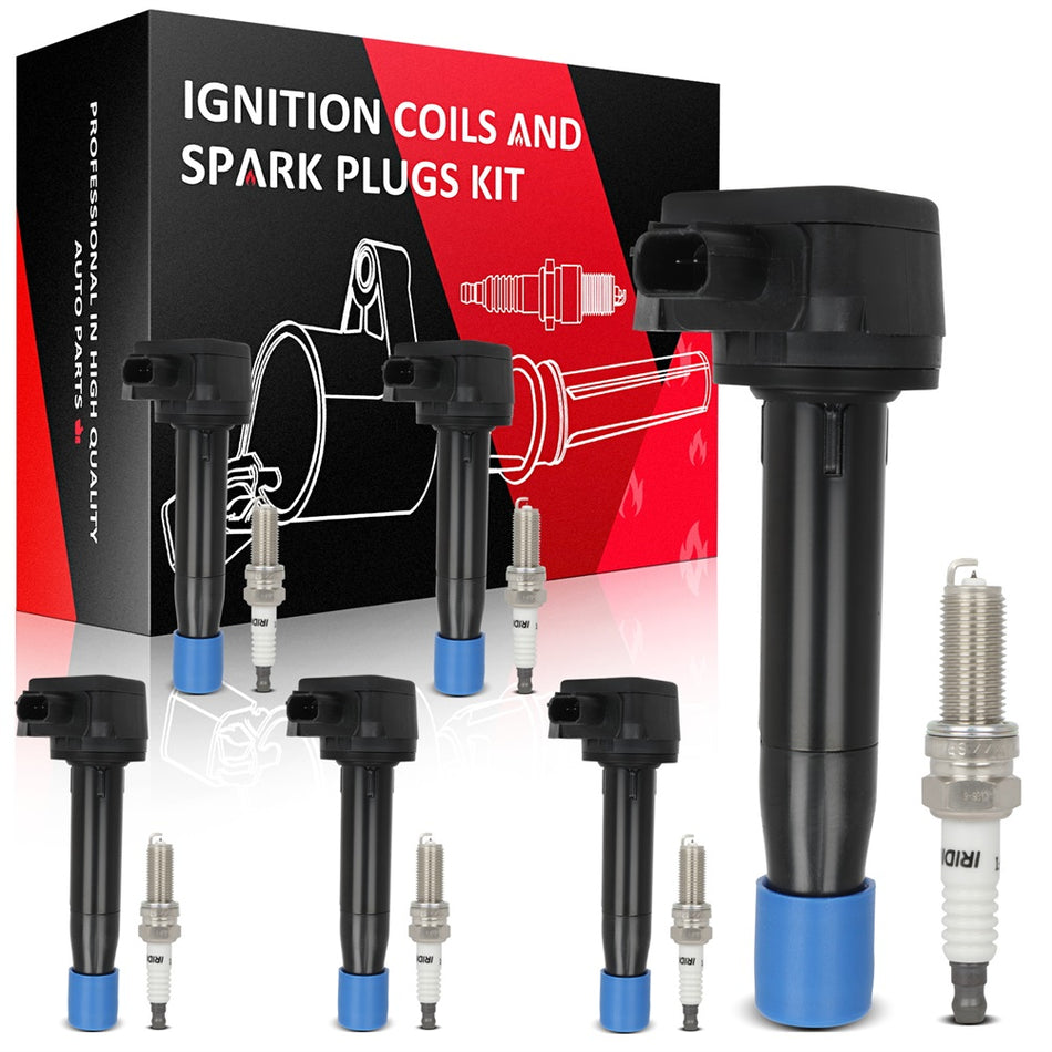 6 Ignition Coils and 6 Spark Plugs Fits Acura MDX ZDX V6 3.7L 2010-2013 UF603
