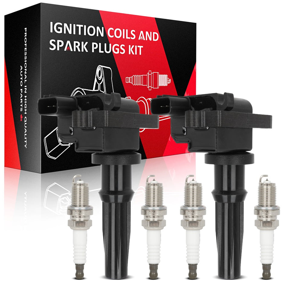 2 Ignition Coils & 4 Spark Plugs Kit For Hyundai Santa Fe 2001-2006 l4 2.4L