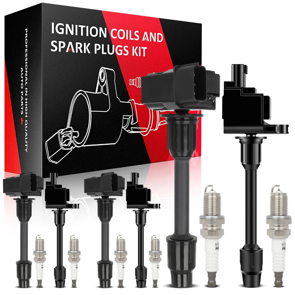 6 Ignition Coil & Spark Plug Kit For 2000-2001 Nissan Maxima 3.0L V6 UF348