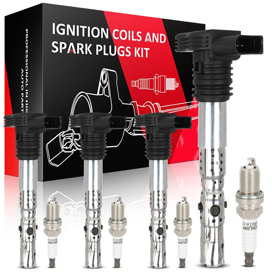 4 Ignition Coils & Spark Plugs For Audi A4 TT Quattro VW Jetta 1.8L 2001-2005