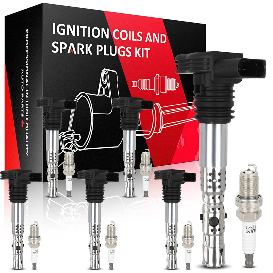 6x Ignition Coils & 6x Spark Plugs For Audi Allroad Quattro 2.7L 2003-2005