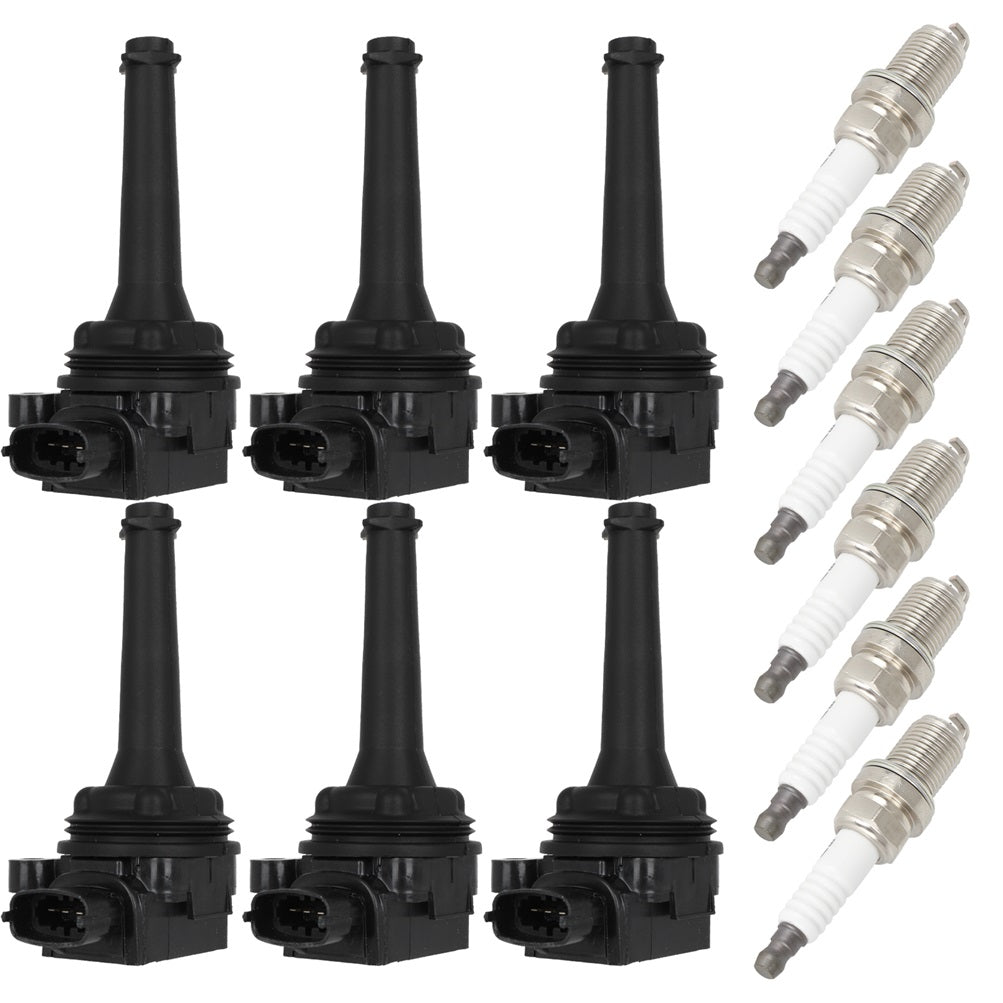 6 Pack For 2.8L 2.9L Volvo S80 XC90 Ignition Coils & Iridium Spark Plugs UF341 Only for Auto