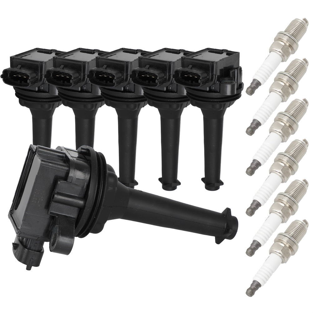6 Pack For 2.8L 2.9L Volvo S80 XC90 Ignition Coils & Iridium Spark Plugs UF341 Only for Auto