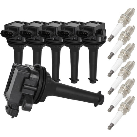 6 Pack For 2.8L 2.9L Volvo S80 XC90 Ignition Coils & Iridium Spark Plugs UF341 Only for Auto