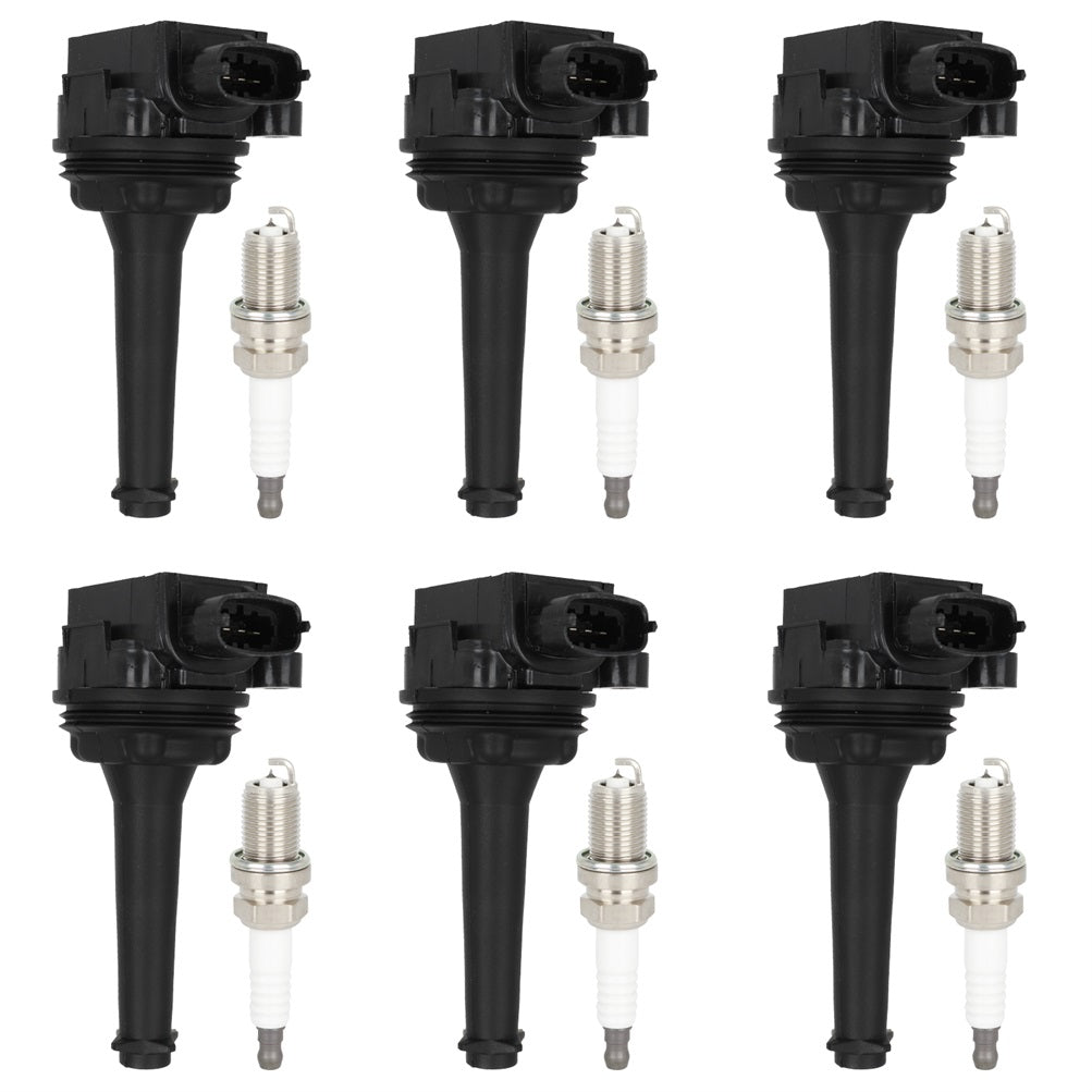 6 Pack For 2.8L 2.9L Volvo S80 XC90 Ignition Coils & Iridium Spark Plugs UF341 Only for Auto