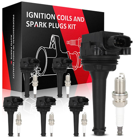6 Pack For 2.8L 2.9L Volvo S80 XC90 Ignition Coils & Iridium Spark Plugs UF341 Only for Auto