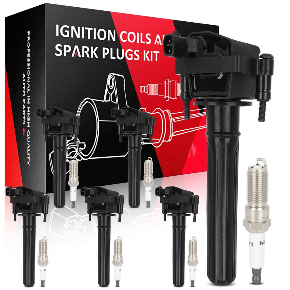 6 For 2001-2005 Chrysler Sebring 2.7L V6 Ignition Coil & Spark Plug UF199