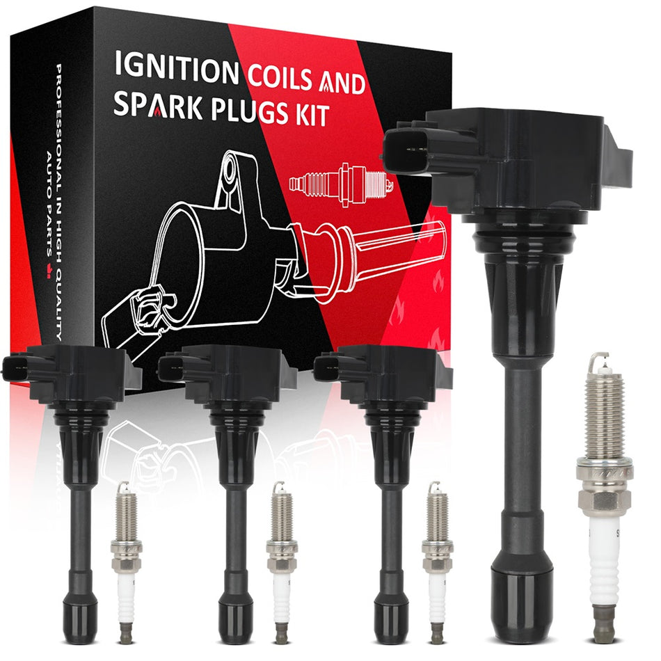 4x Ignition Coils & 4* Spark Plugs For Nissan Frontier 2.5L 2005-2019
