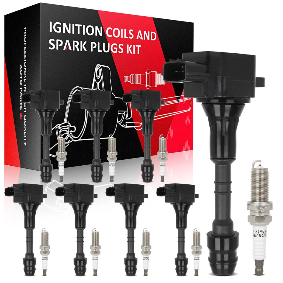 8 Ignition Coils 8 Spark Plugs For 2002-2006 Infiniti Q45 4.5L V8 UF482
