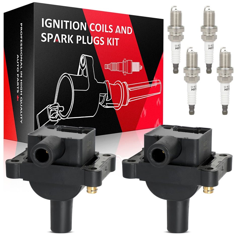 2 For 1999-2000 Mercedes-Benz C230 2.3L L4 Ignition Coil & Spark Plug UF527