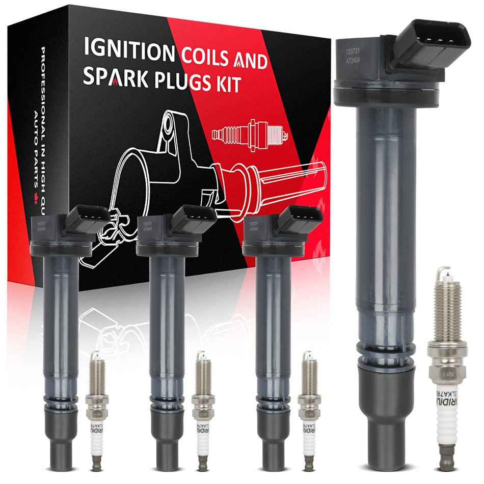 4 Ignition Coils & 4 Spark Plugs Set For Scion iQ 2012-2013 2014-2015 1.3L l4