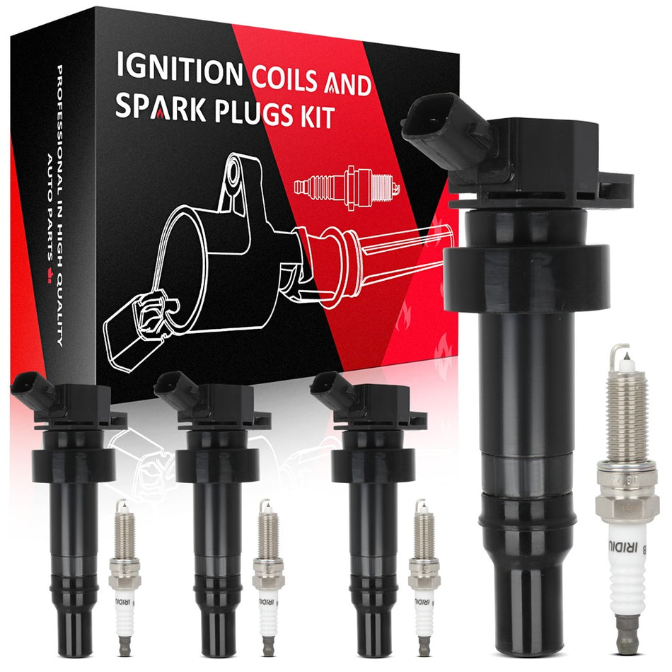 4 Ignition Coils & 4 Spark Plugs Kit For Hyundai Veloster 2013-2015 1.6L