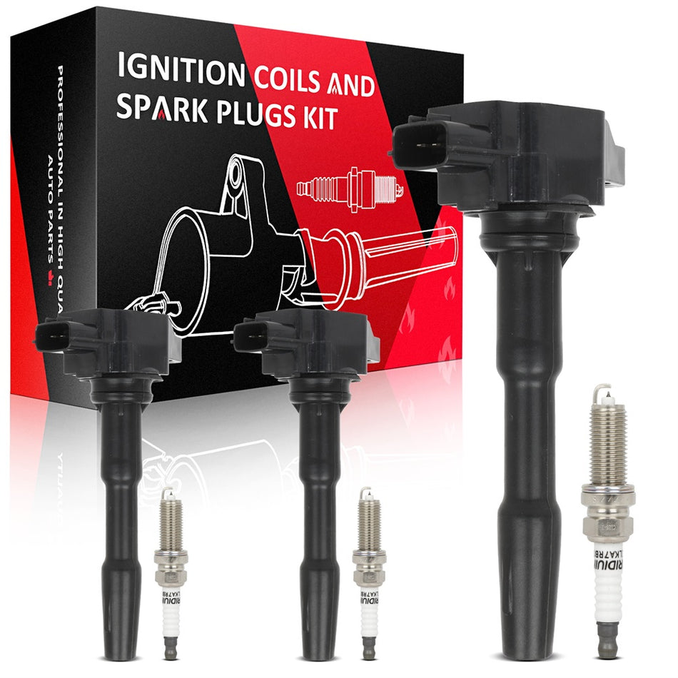 Fit For Smart Fortwo 2016-2017 0.9L l3 3 Ignition Coils & Iridium Spark Plugs