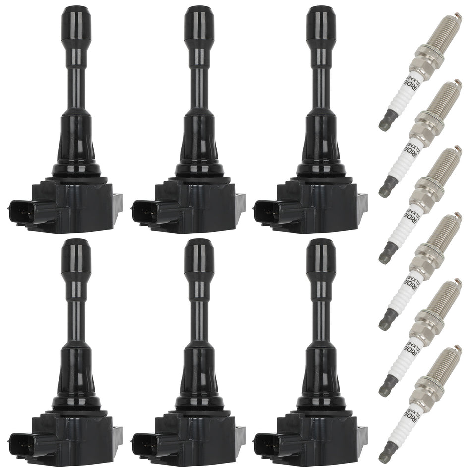 6x Ignition Coil & 6x Double Iridium Spark Plug Kits for Nissan for GT-R 2009-21