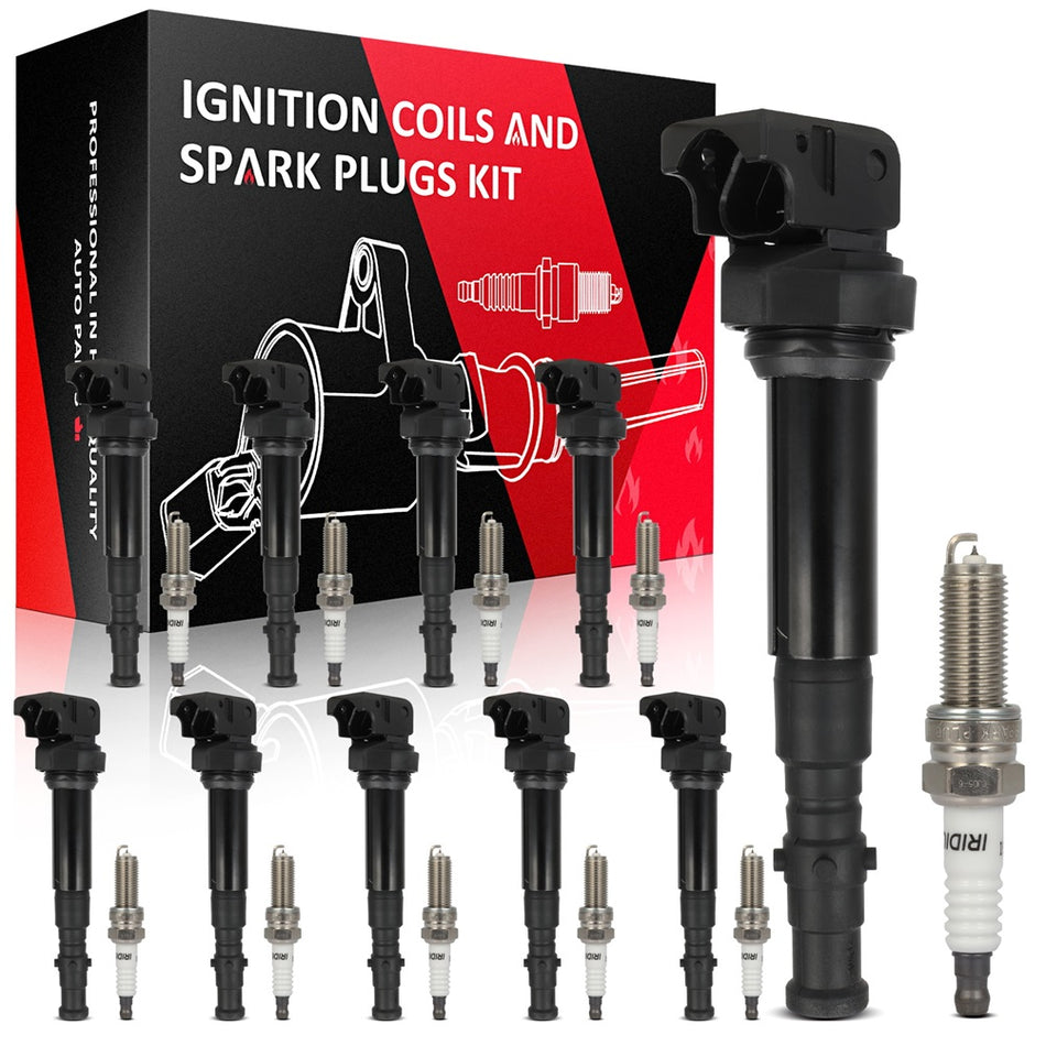 10 Ignition Coils & 10 Spark Plugs For 2006-2010 BMW M5 5.0L V10 UF572