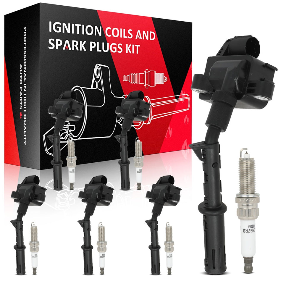 6 For 2012-2016 Mercedes-Benz E350 3.5L V6 Ignition Coil & Spark Plug UF733