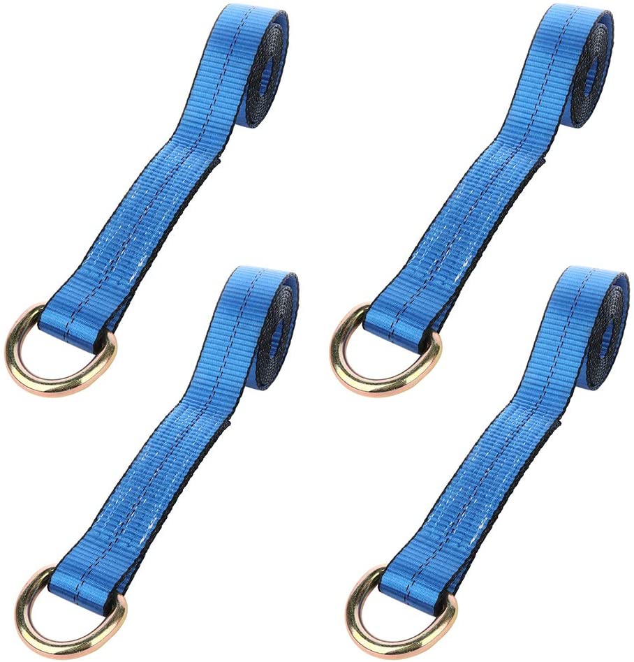 Blue 8' Lasso Straps Tire Wheel Tie Down Tow Truck Dolly Strap