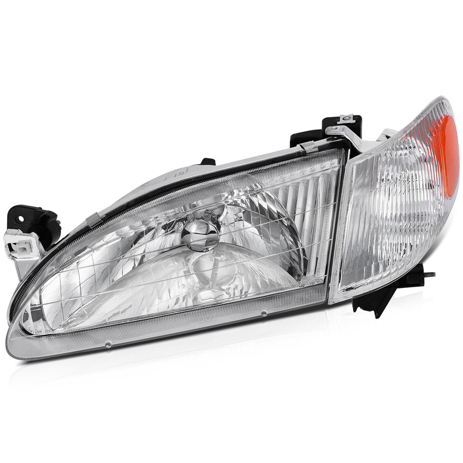 1998-2000 Toyota Corolla Headlights Assembly Driver and Passenger Side Chrome Housing