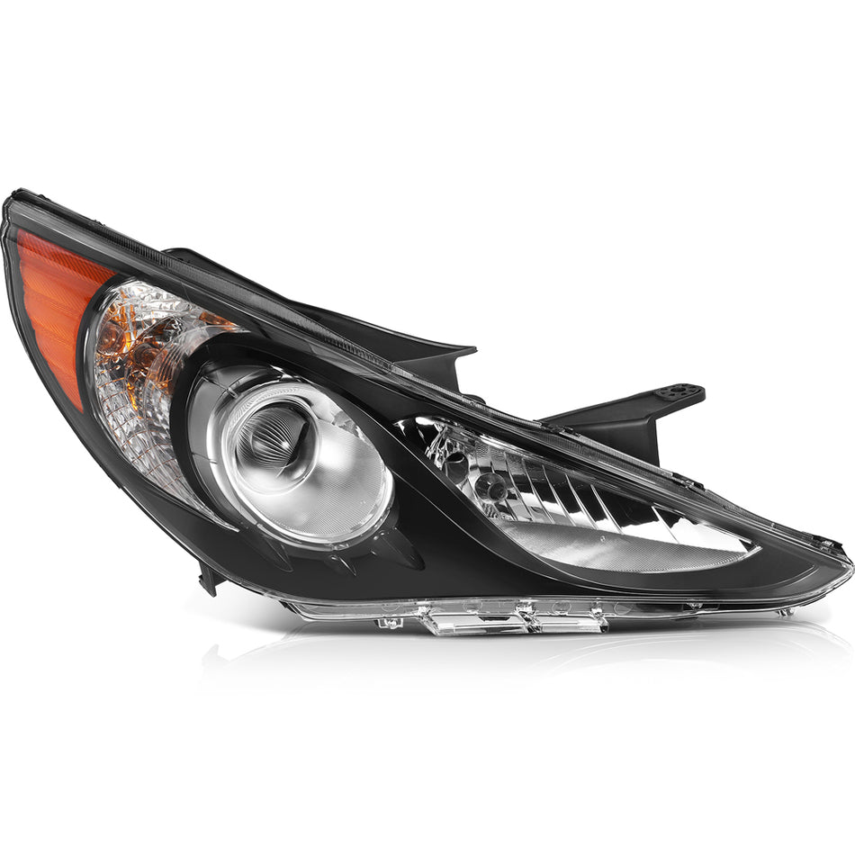 2011-2014 Hyundai Sonata Headlights Assembly Driver and Passenger Side Black Housing