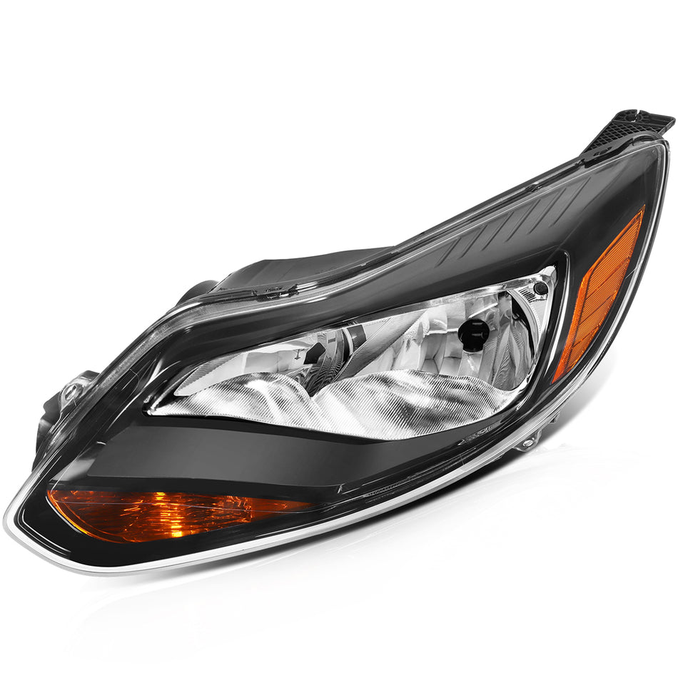 For 2012-2014 Ford Focus Headlight Assembly Pair Headlamp Replacement Black