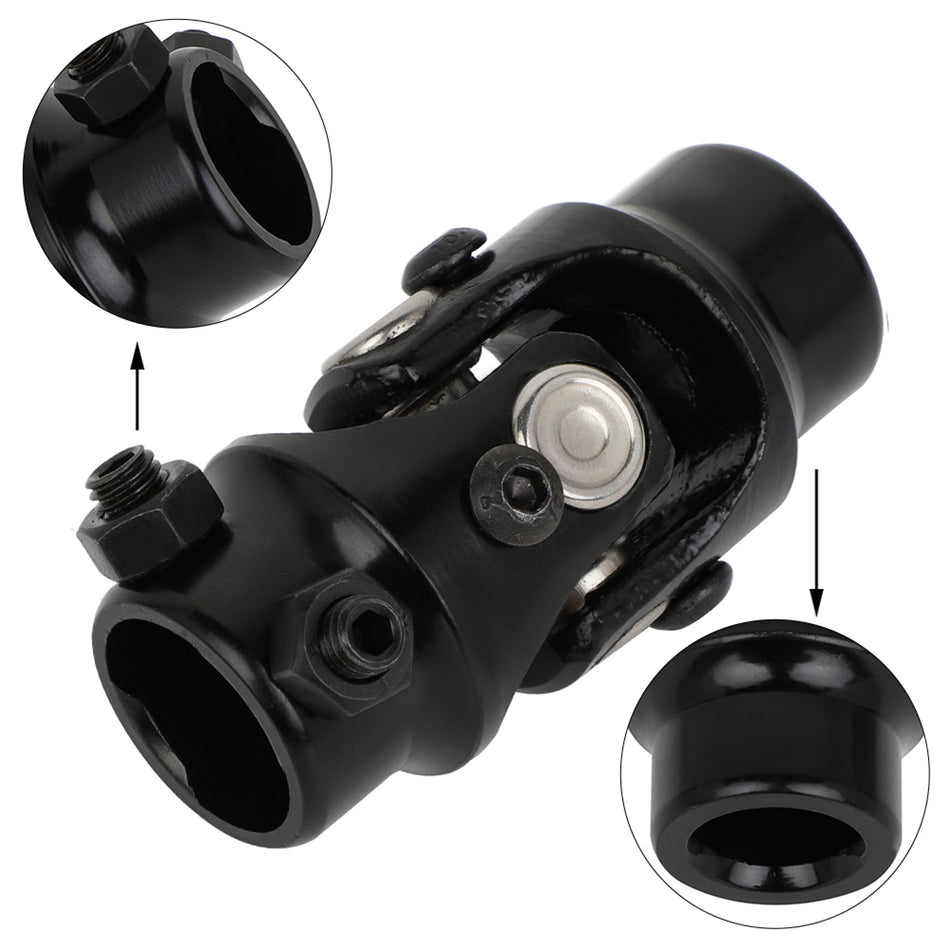3/4 inch Round X 1 inch DD U-Joint Black Universal Steering Shaft Couple U-Joint