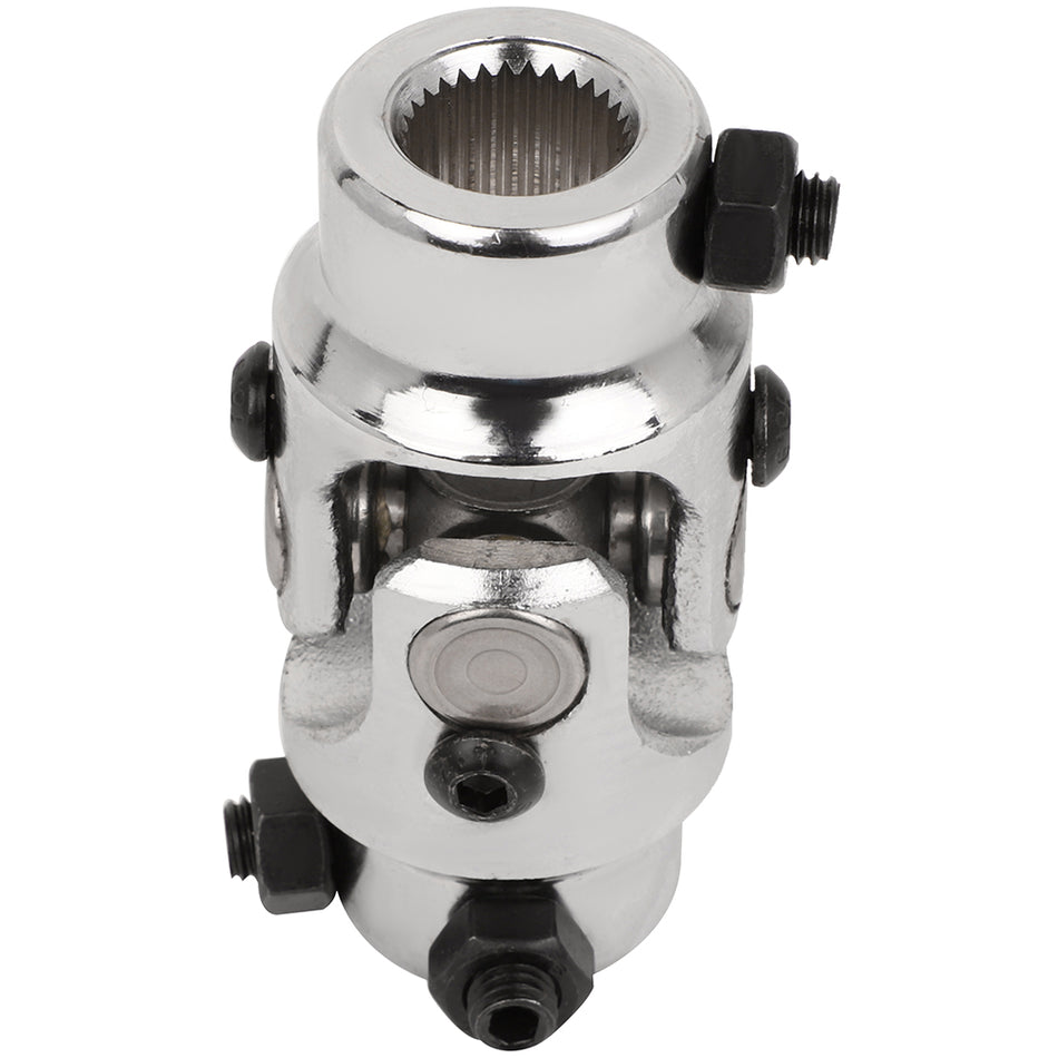 New 3/4 inch DD X 3/4-30 Spline U-Joint Chrome Universal Steering Couple U-Joint