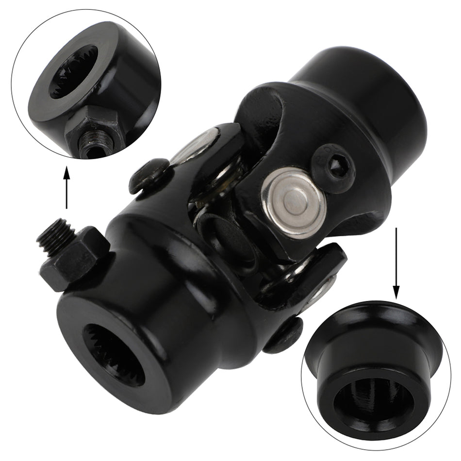 Black 9/16 inch -26 x 3/4 inch Smooth Round U-Joint Universal Steering Manual