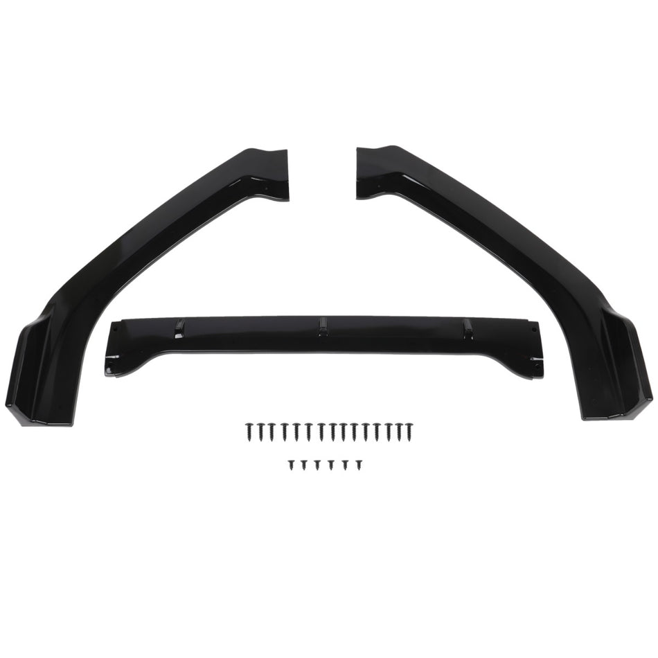 Front Spoiler For 2019-2021 Nissan Altima Painted Bright Black Polypropylene - 3PCS