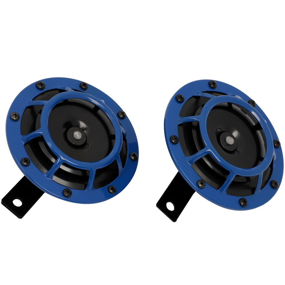 12V 115db Blue Electric Compact Grill-Mount Car Horns Universal For SUV Truck