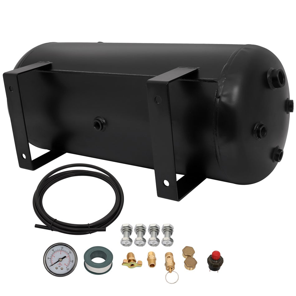 5 Gallon Air Tank 200 PSI Black With Air Gauge Switch For Train Truck Van Horn
