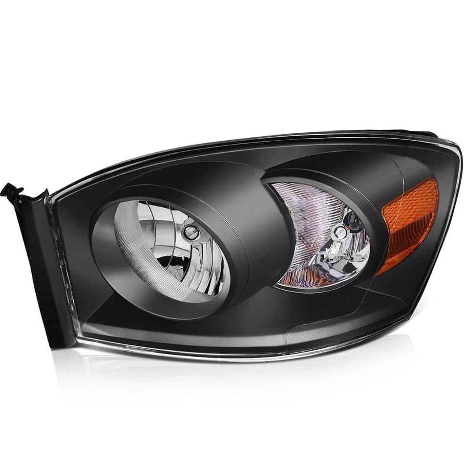 2006-2008 Dodge Ram 1500/06-09 Ram 2500 3500 Headlight Assembly Driver and Passenger Side Black Housing
