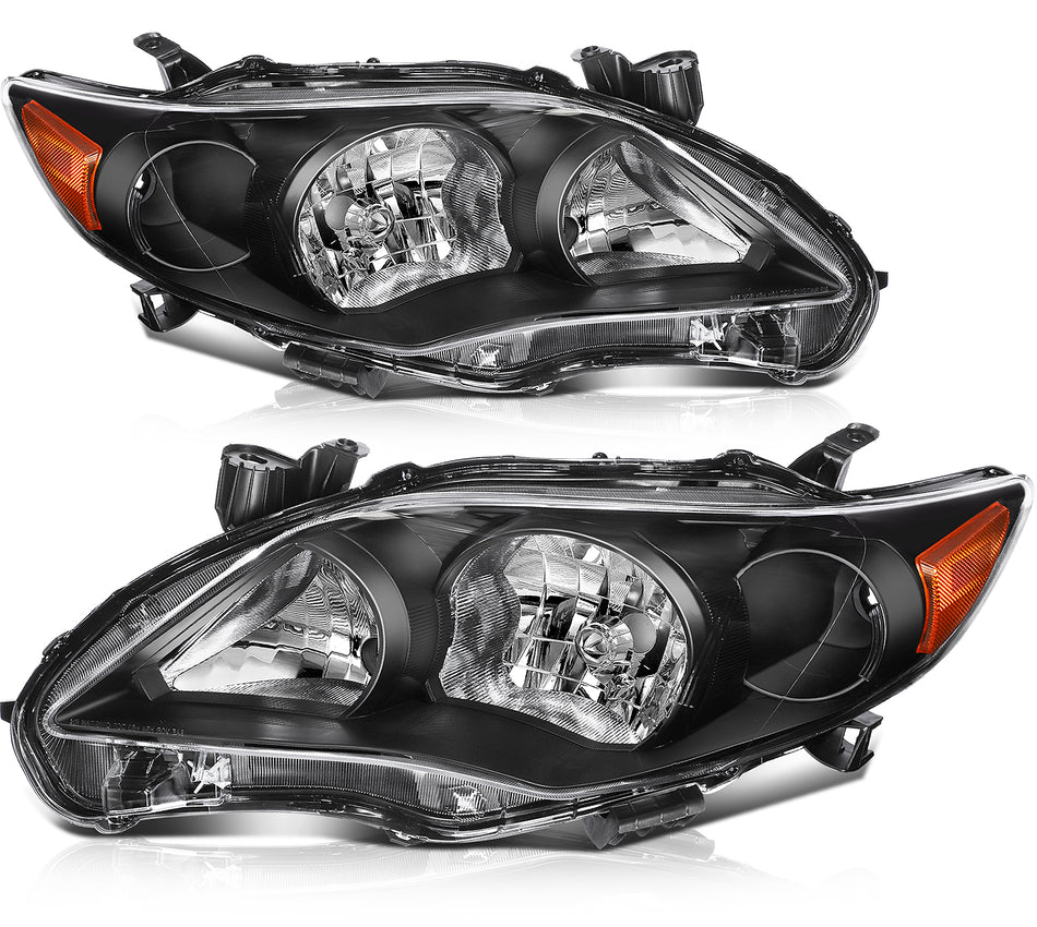 Headlights Fits 2011-2013 Toyota Corolla Front Headlamp Assembly Black Housing
