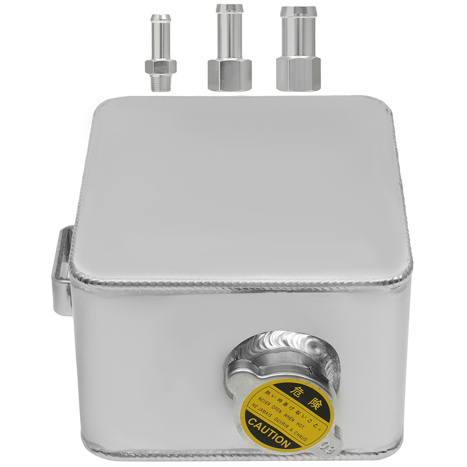 Universal Aluminum Radiator Coolant Overflow Tank Bottle Silver 2.5L
