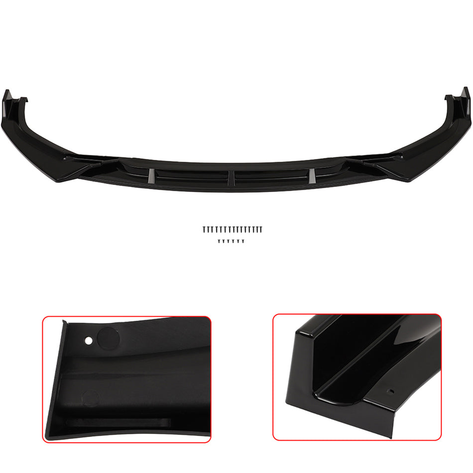 For 19-20 Honda Civic 10th Gen Glossy Black Front Bumper Lip Spoiler Splitter