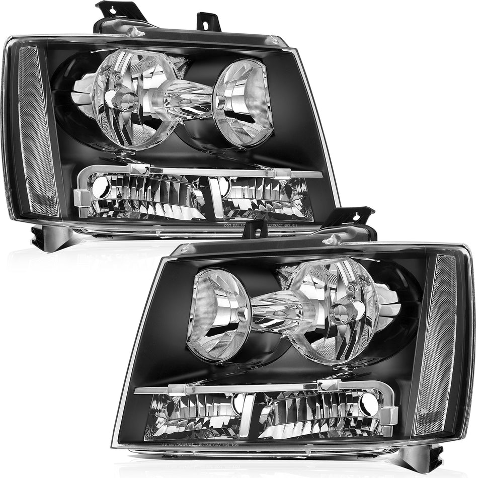 For Chevy Suburban Tahoe 2007-2014 Headlights Assembly Pair Clear Lens Headlamp