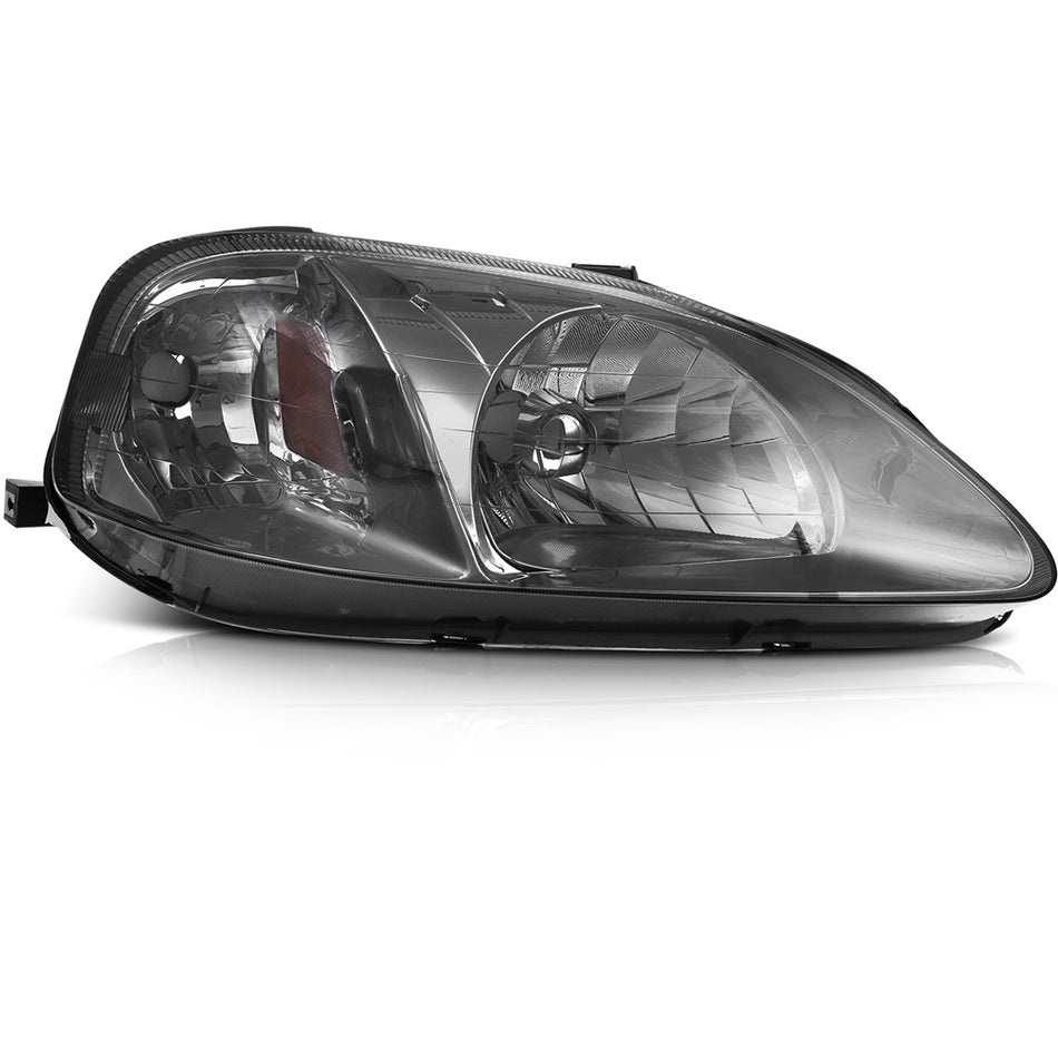 For 1999-2000 Honda Civic Front Headlights Assembly Black Headlamps Left+Right