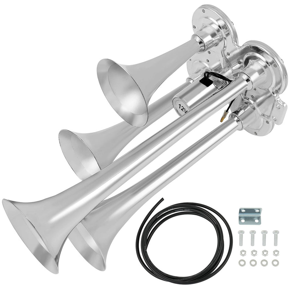 For Van Train Car Boat Semi Truck Air Horn with Electric Air Valve 12V 4 Trumpet