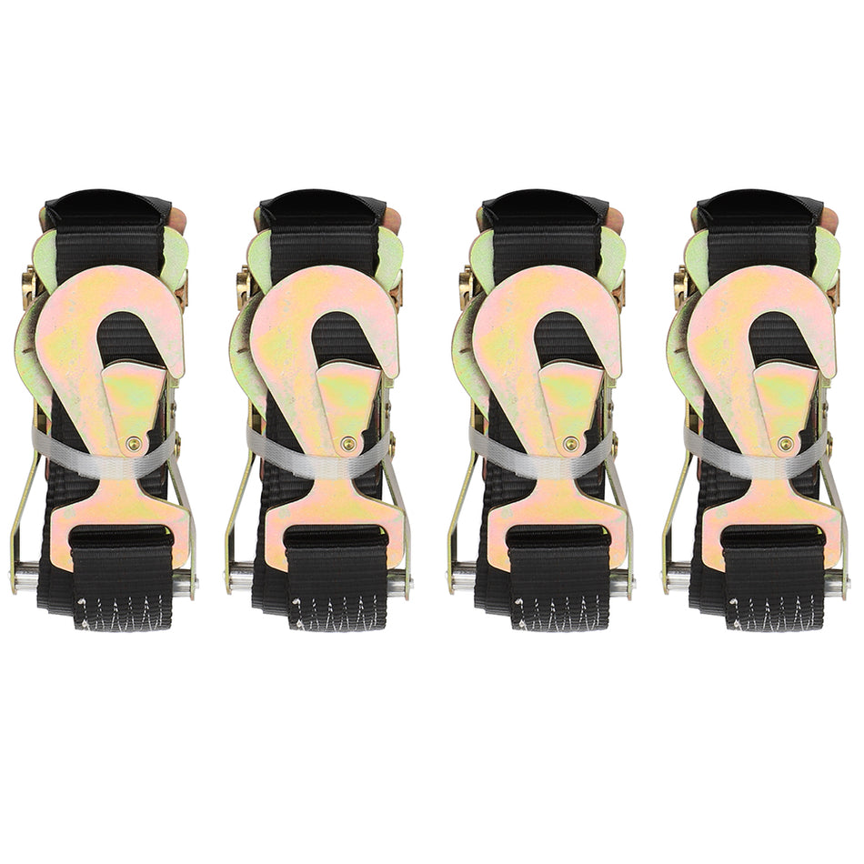 4 (four) Axle Straps Car Hauler Trailer Auto Tie Down 4 Ratchet Straps Tow BLACK