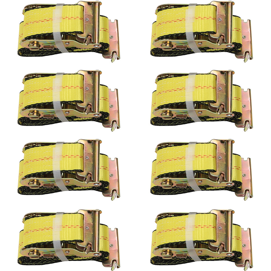 8 Pack Ratchet Straps Strap 2 inch x 12' E Track Heavy-Duty Cargo Tie Downs 4000LBS