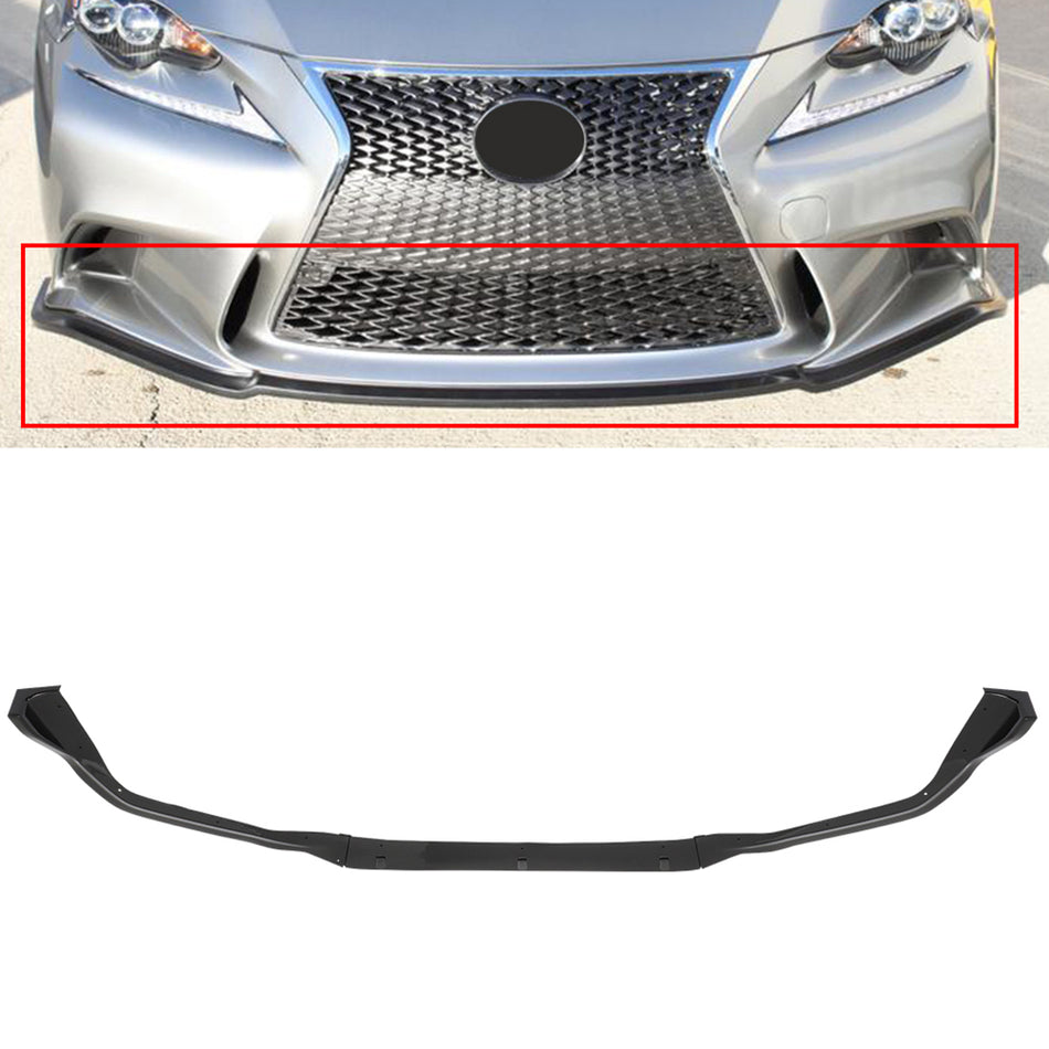 Front Bumper Lip For 2014-2016 Lexus IS-Series F-Sport Model Only -Gloss Black