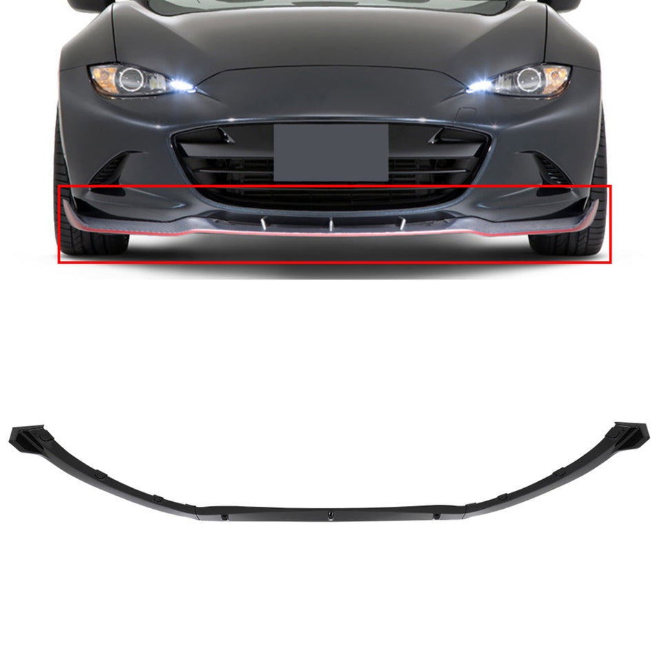 For 2016-2021 Mazda MX-5 Painted Black Front Bumper Body Kit Lip 3PCS