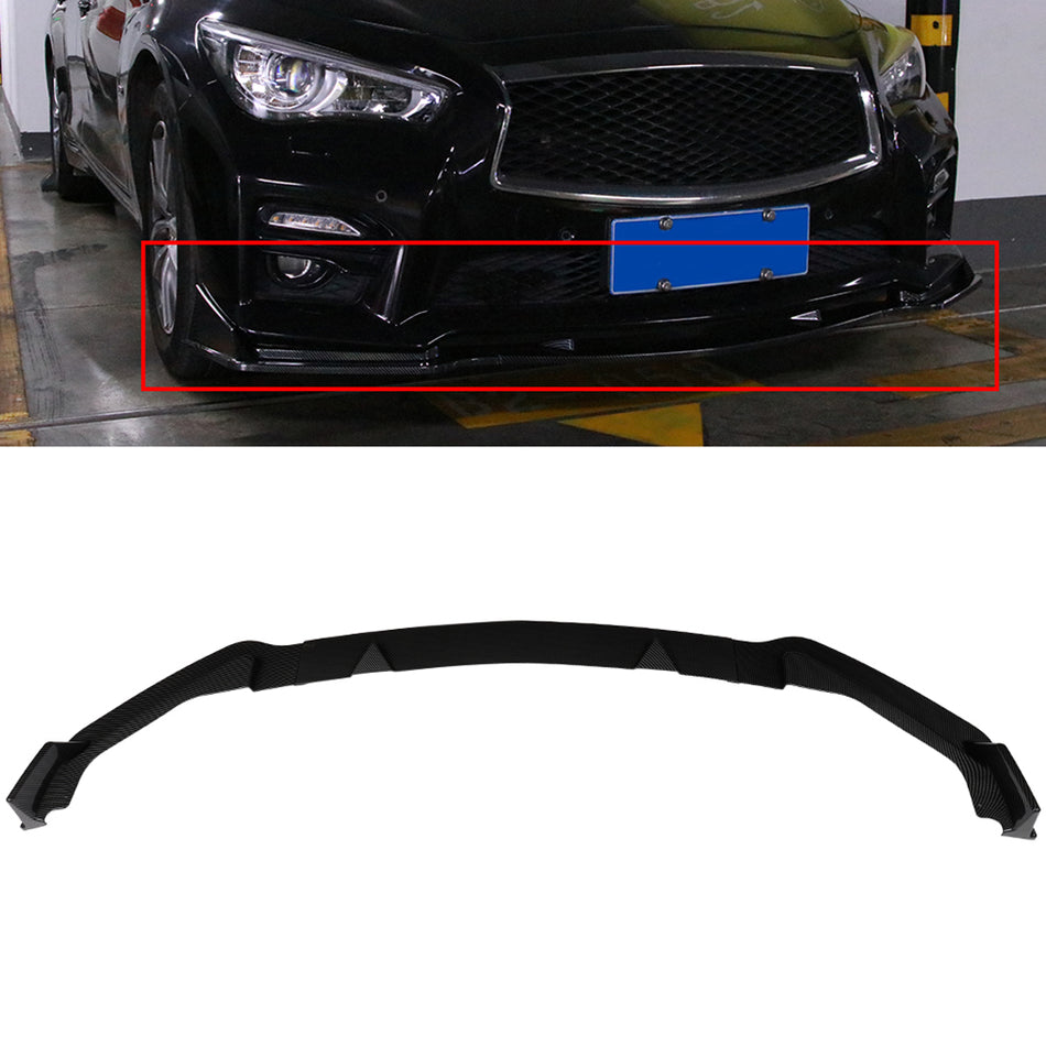For 14-17 Infiniti Q50 Base Premium Carbon Fiber Print Front Bumper Body Kit Lip
