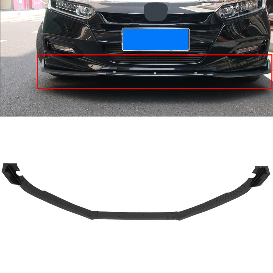 Front Bumper Lip For 2018-2020 Honda Accord -Gloss Carbon Look