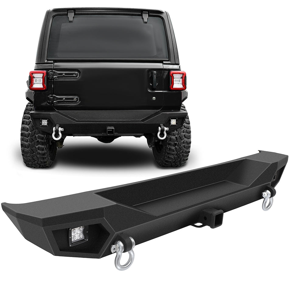 Rear Bumper for 2018-2021 Jeep Wrangler JL W/ Hitch Receiver LED lights