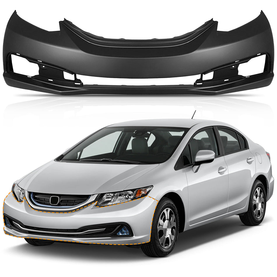 Front Bumper Cover Fascia for 2013 2014 2015 Honda Civic Sedan HO1000290