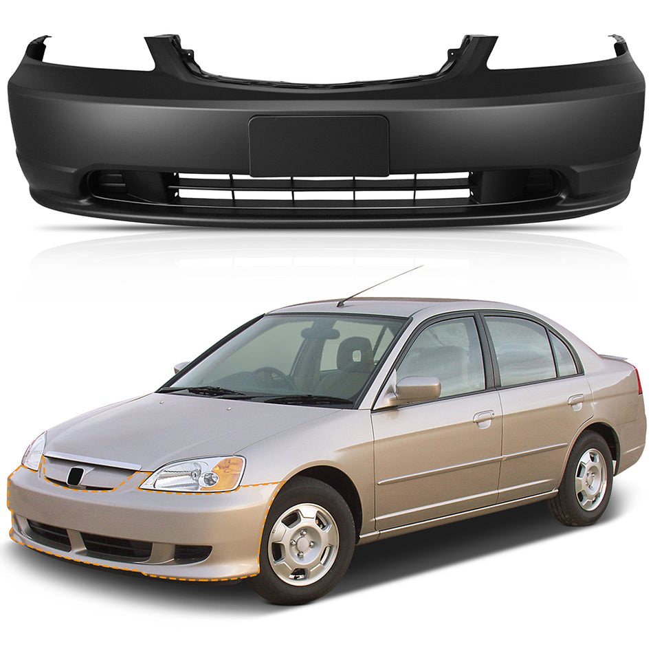 Front Bumper Cover Fascia for 2001-2003 Honda Civic Coupe / Sedan HO1000197
