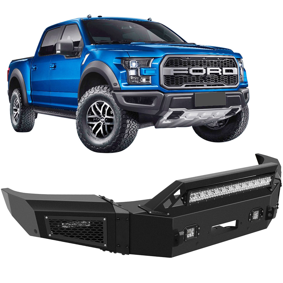 Steel Front Bumper Guard LED Light Bar Fog Lamps For 2018-2020 Ford F 150